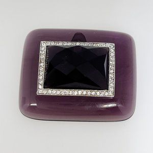 Rich dark purple pendant with crystals and sterling silver findings NWOT